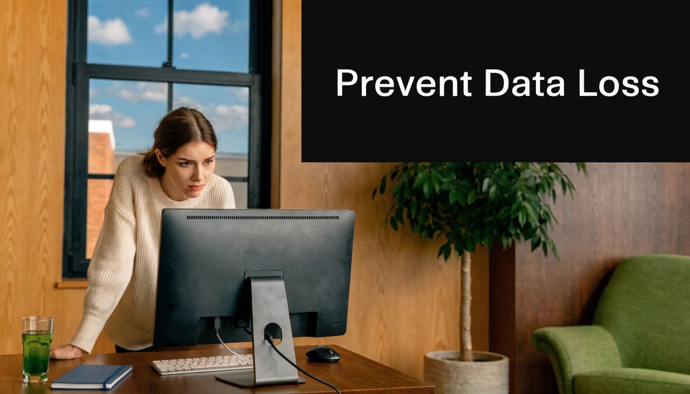 A focused woman looking intensely at her computer screen while working in a modern office environment.