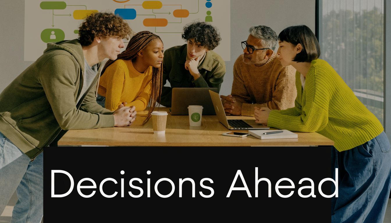 A diverse team of professionals collaborating on a technology strategy plan during a collaborative office meeting.